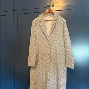 Reiss Beige Houndstooth Trench Coat